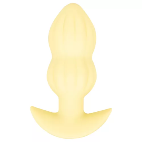 Cuties Mini - bordázott vibrációs anál plug (sárga)
