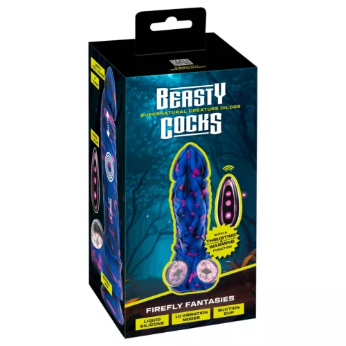 Beasty Cocks Firefly Fantasies - melegítős lökő fantázia vibrátor (kék) - 23,4 cm