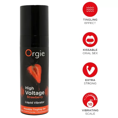 Orgie High Voltage - folyékony vibrátor - eper (15 ml)