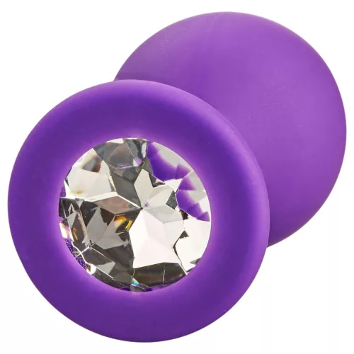 Baseks - kristályköves szilikon anál plug (lila) - 8 cm