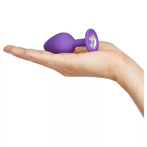 Baseks - kristályköves szilikon anál plug (lila) - 8 cm