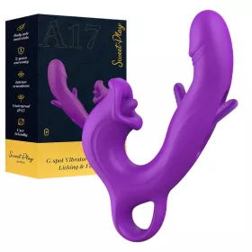   Erospace Sweet Play - nyelves csiklóizgató és bólogató G-pont vibrátor (lila)