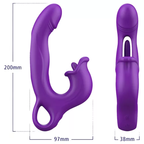 Erospace Sweet Play - nyelves csiklóizgató és bólogató G-pont vibrátor (lila)