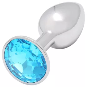 Sunfo - fém anál plug világos kék kővel (ezüst)
