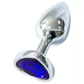  Sunfo - fém anál plug szív alakú sötétlila kővel (ezüst)