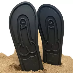 Flip-flop papucs - fütyi talppal - fekete