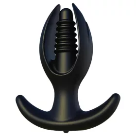   Kangvo - mágneses, felfújható bordázott anál plug (fekete)