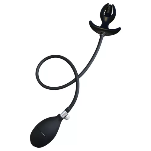 Kangvo - mágneses, felfújható bordázott anál plug (fekete)