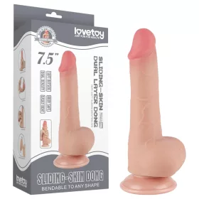   Lovetoy Sliding-Skin - herés kétrétegű dildó - 20 cm (natúr)