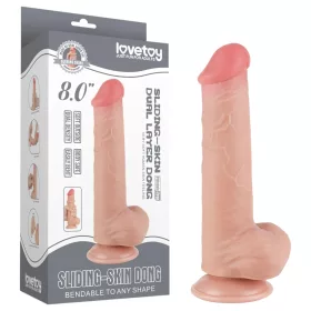   Lovetoy Sliding-Skin - herés kétrétegű dildó - 20,8 cm (natúr)