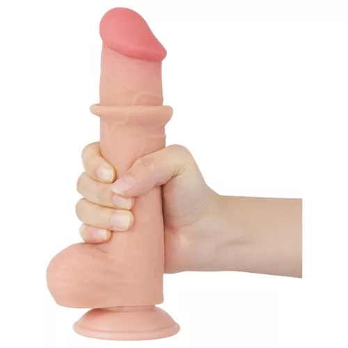 Lovetoy Sliding-Skin - herés kétrétegű dildó - 20,8 cm (natúr)