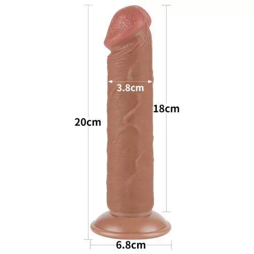 Lovetoy Sliding-Skin - tapadókorongos kétrétegű dildó - 20 cm (natúr)