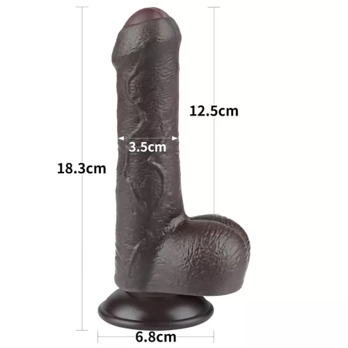 Lovetoy Sliding-Skin - herés kétrétegű dildó - 18,3 cm (barna)