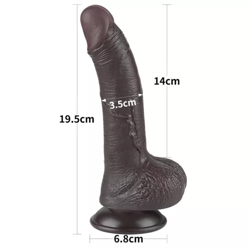 Sliding-Skin - tapadókorongos kétrétegű dildó - 19,5 cm (barna)