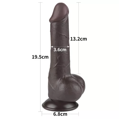 Lovetoy Sliding-Skin - herés kétrétegű dildó - 19,5 cm (barna)