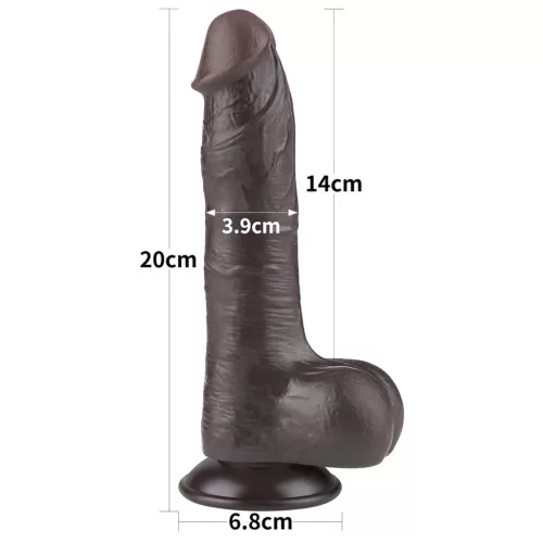 Lovetoy Sliding-Skin - herés kétrétegű dildó - 20 cm (barna)