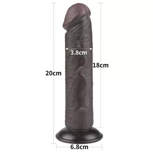 Lovetoy Sliding-Skin - tapadókorongos kétrétegű dildó - 20 cm (barna)