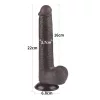 Sliding-Skin - tapadókorongos kétrétegű dildó - 20,8 cm (barna)