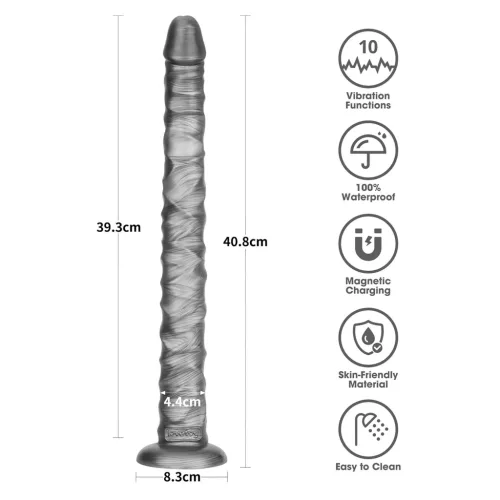 Lovetoy King Sized - extra nagy vibrátor - 40,5 cm (szürke)