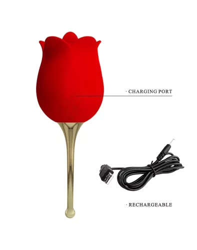 Pretty Love Rose Lover - nyelves 2in1 csikló vibrátor (piros)