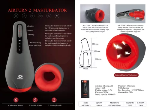 OTOUCH Airturn 2 - akkus szívó maszturbátor (fekete)