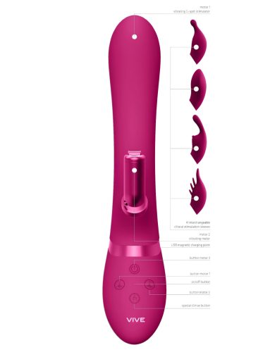 Vive Chou - akkus, cserélhető fejes csiklókaros vibrátor (pink)