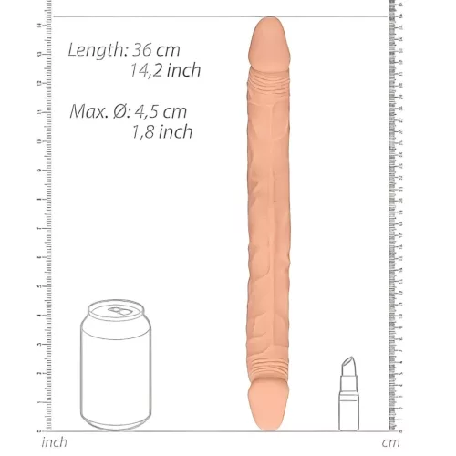 RealRock Double Dong 14 - dupla dildó (36cm) - natúr