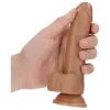RealRock - tapadókorongos, herés dildó - 15,5cm (sötét natúr)