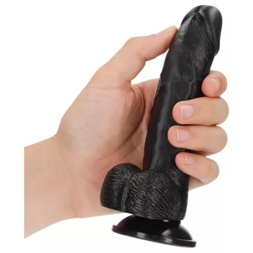 RealRock - tapadókorongos, realisztikus dildó - 15,5cm (fekete)