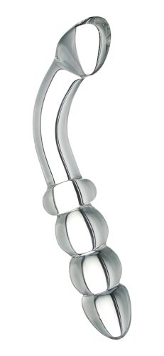 Prisms Hamsa - kétvégű, G-pont üveg dildó (átlátszó)