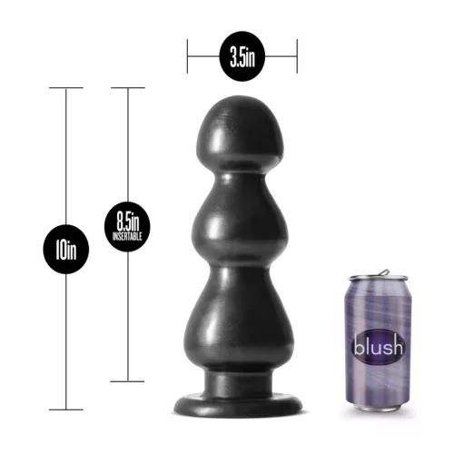 Blush Jet - tapadótalpas, gyöngyös dildó (fekete)