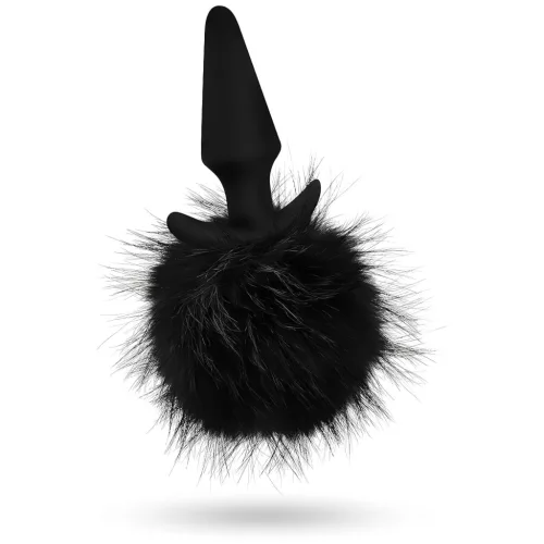 Anal Adventures Platinum - anál plug nyuszifarokkal (fekete)