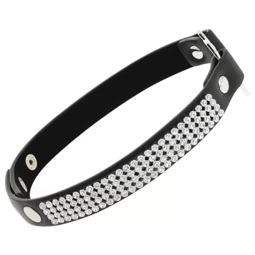 Coquette - strasszos choker szív medállal (fekete)