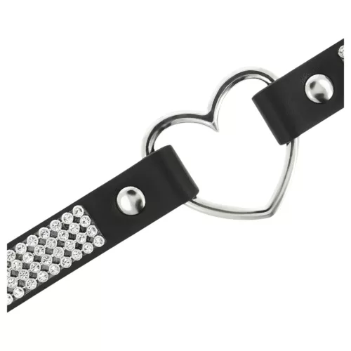 Coquette - strasszos choker szív medállal (fekete)