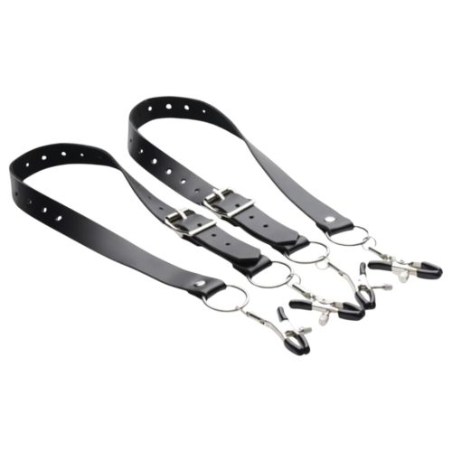 XR Brands - szeméremajak-széthúzó csipeszek (fekete)
