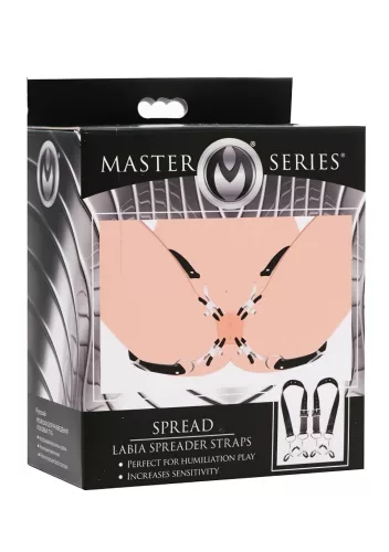 XR Brands - szeméremajak-széthúzó csipeszek (fekete)