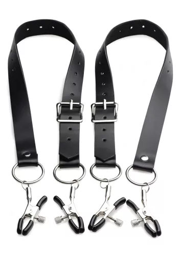 XR Brands - szeméremajak-széthúzó csipeszek (fekete)