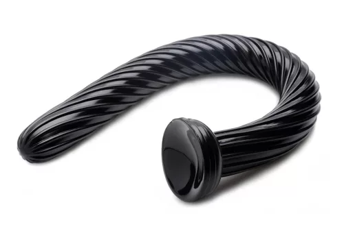 Hosed Spiral Anal Snake 19 - tapadókorongos anál dildó (fekete)