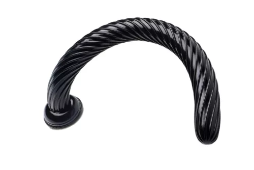 Hosed Spiral Anal Snake 19 - tapadókorongos anál dildó (fekete)