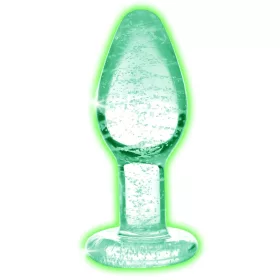   Booty Sparks Glow in the Dark M - üveg anál plug (átlátszó)