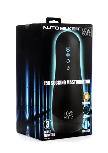 Lovebotz Auto Milker - vízálló szívó-rezgő maszturbátor (fekete)