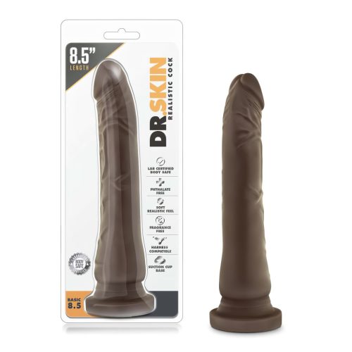 Dr. Skin 8,5 - tapadókorongos élethű dildó - barna (20,5cm)