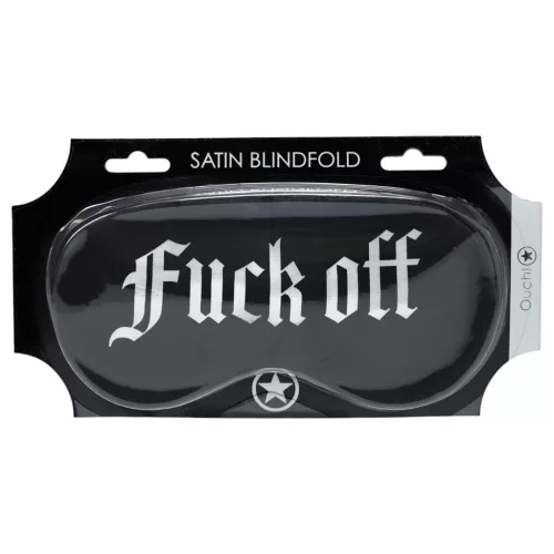 Ouch! Fuck Off - feliratos szatén BDSM szemmaszk (fekete)