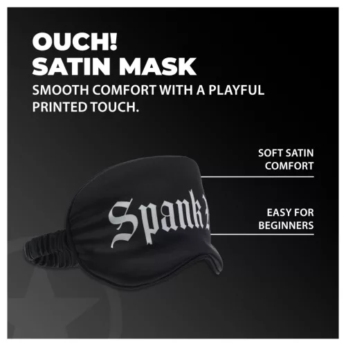 Ouch! - "Spank Me" feliratos szatén szemmaszk (fekete)