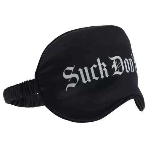 Ouch! Suck Don't Bite - feliratos szatén BDSM szemmaszk (fekete)