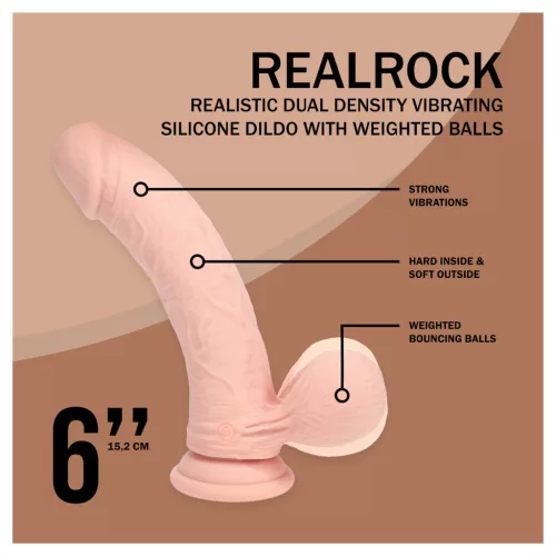 RealRock - dupla sűrűségű élethű vibrátor (testszínű) - 15 cm