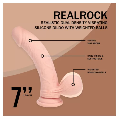 RealRock - dupla sűrűségű élethű vibrátor (testszínű) - 18 cm