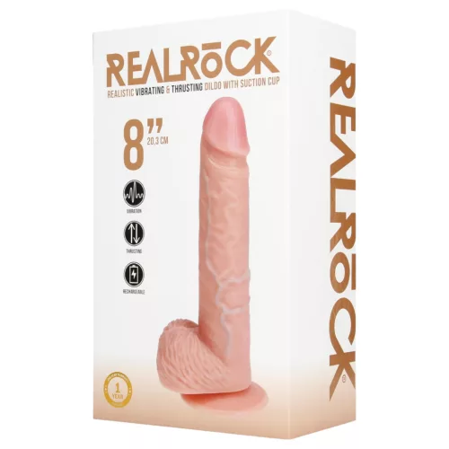 RealRock - tapadókorongos lökő vibrátor - natúr (20,5cm)