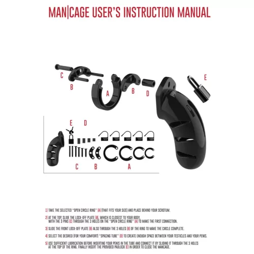 ManCage - Model 13 péniszketrec (fekete) - 6,5 cm