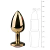 Easytoys Metal No.1 - lila köves kúp anál plug - arany (2,5cm)